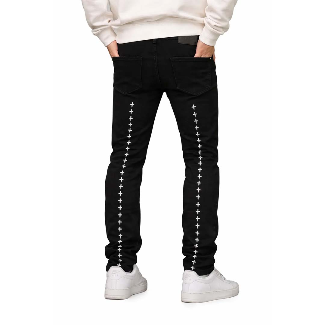RTA Bryant Jeans Black White Cross