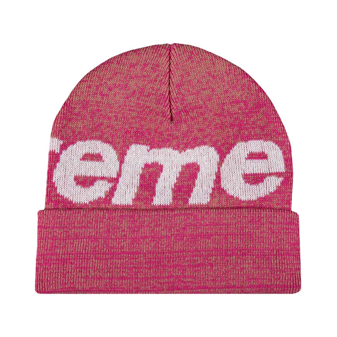 Supreme Big Logo Beanie Magenta Static