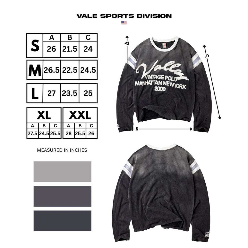 Vale Forever Vintage Jersey Long Sleeve Tee Black White