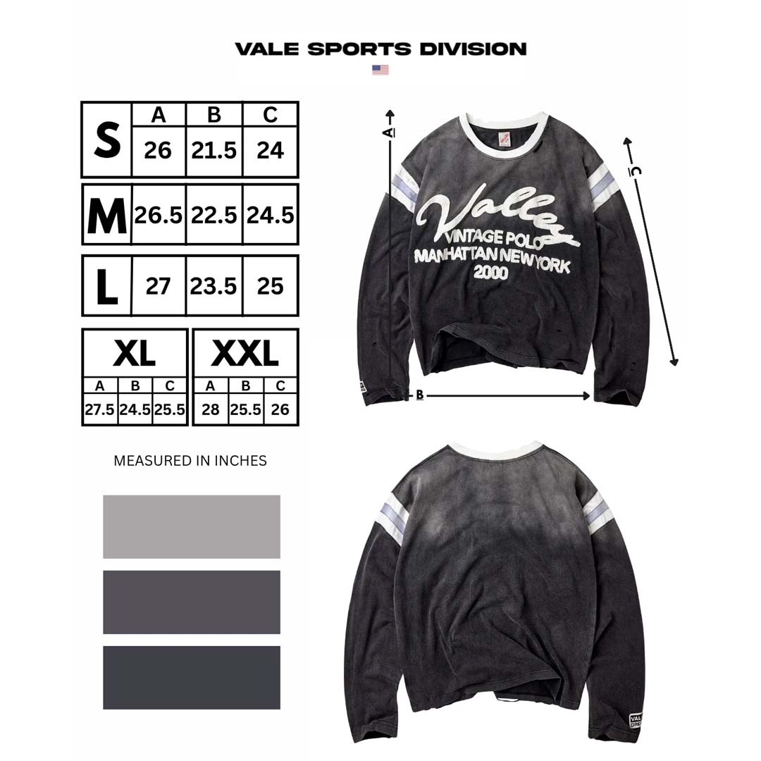 Vale Forever Vintage Jersey Long Sleeve Tee Black White