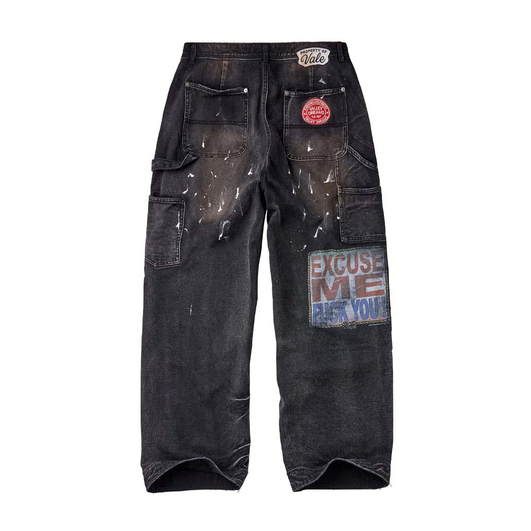 Vale Forever American Hope Painters Denim Carpenter Pants Black