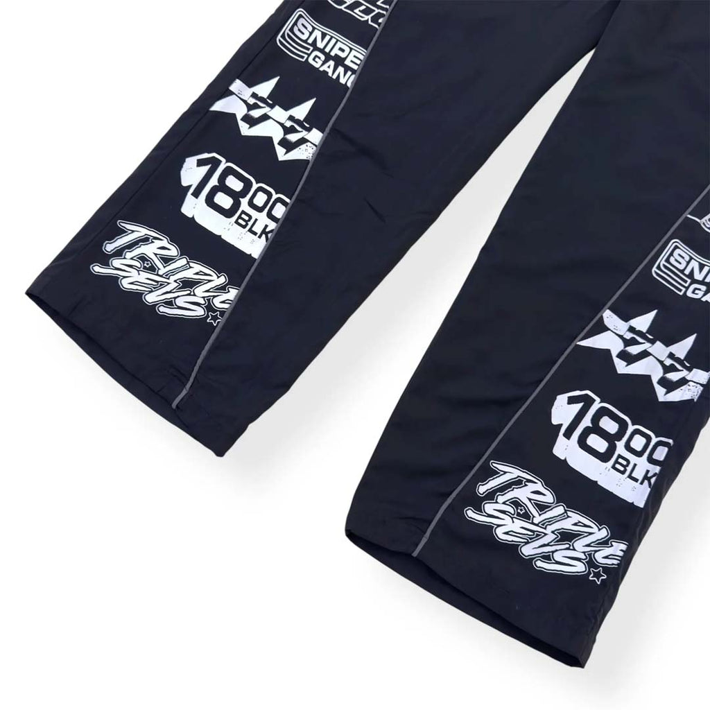Triple Sevens Sniper Gang Track Pants Baggy Black White