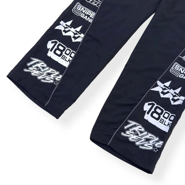 Triple Sevens Sniper Gang Track Pants Baggy Black White