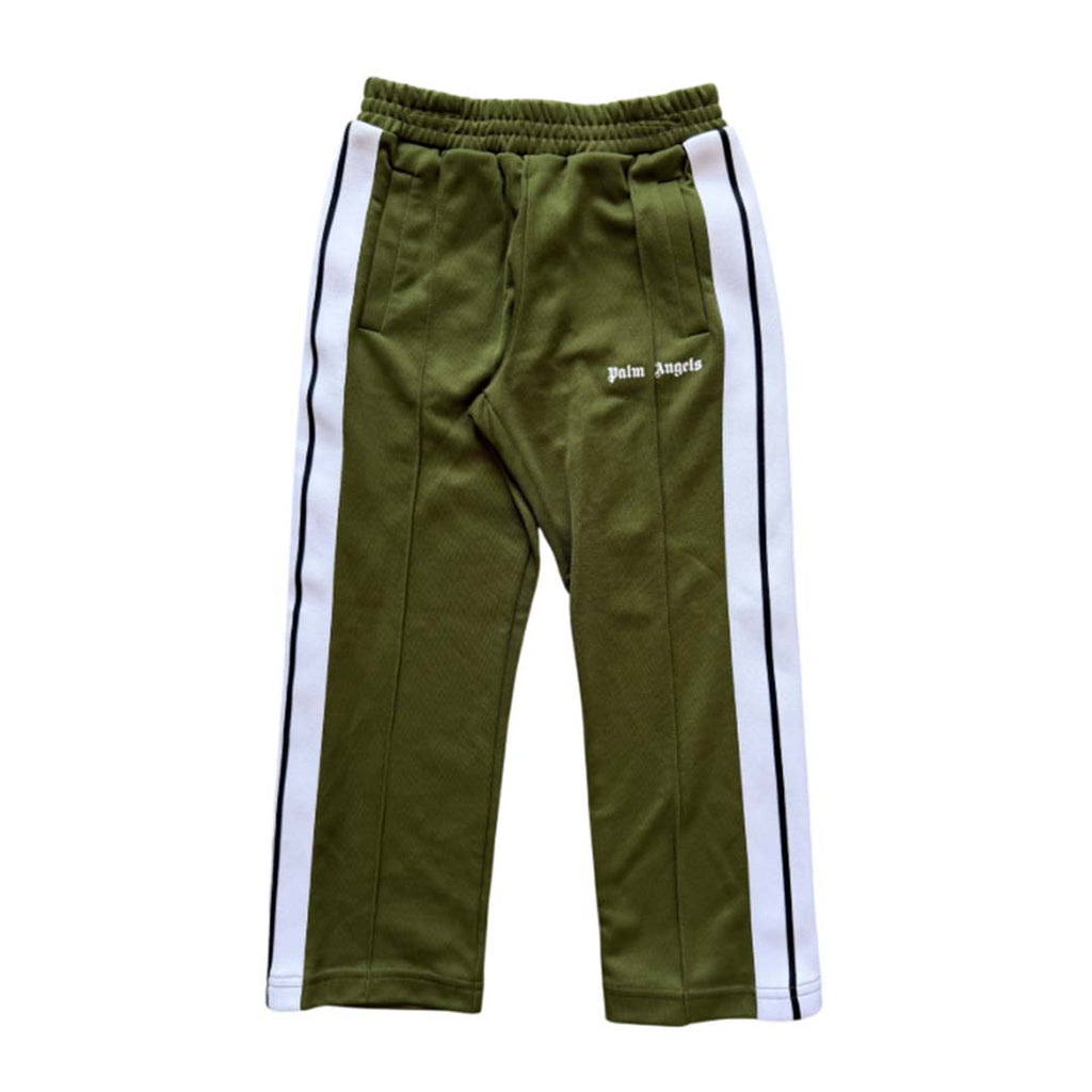 Palm Angels KIDS Classic Logo Track Pants Military Green White