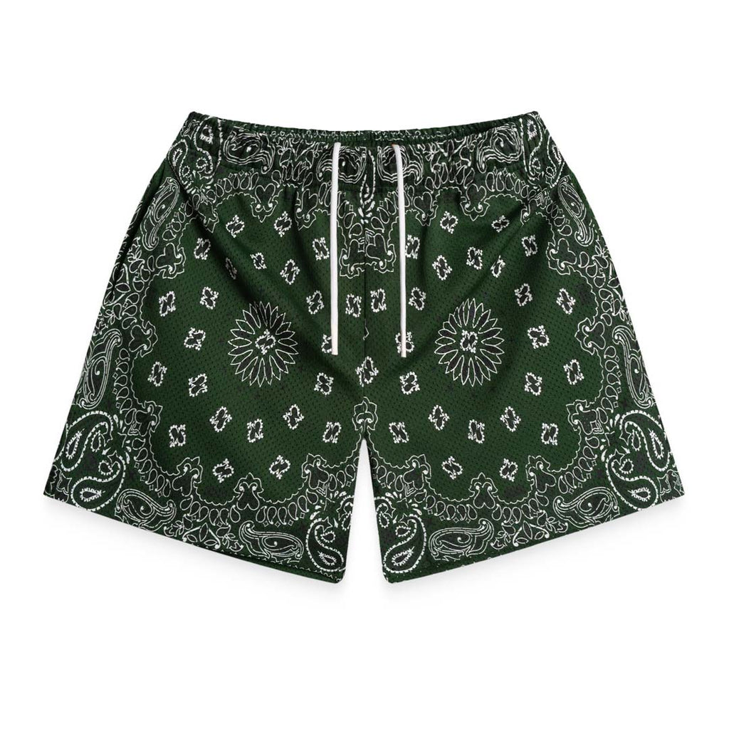 Bravest Paisley Two Tone Olive Green Mesh Shorts
