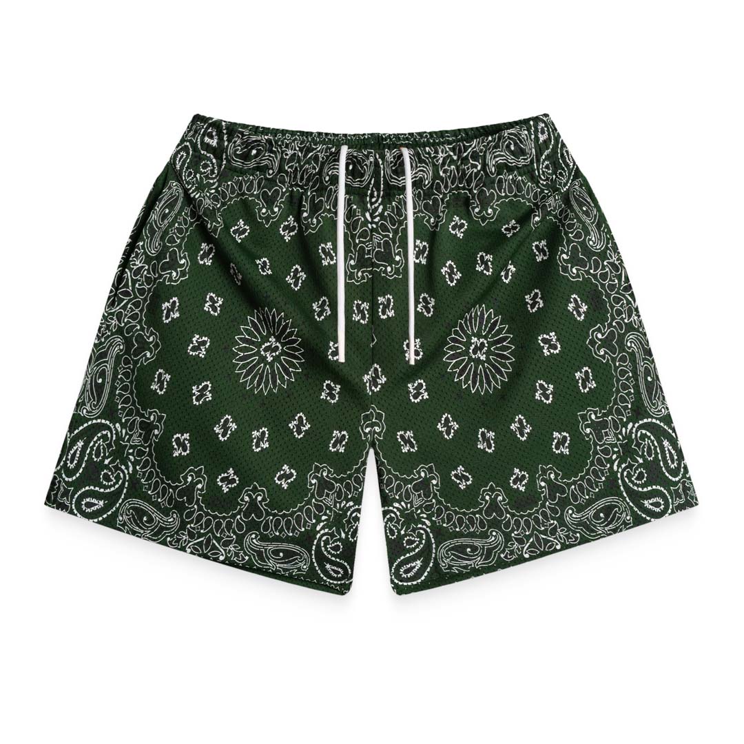 Bravest Paisley Two Tone Olive Green Mesh Shorts