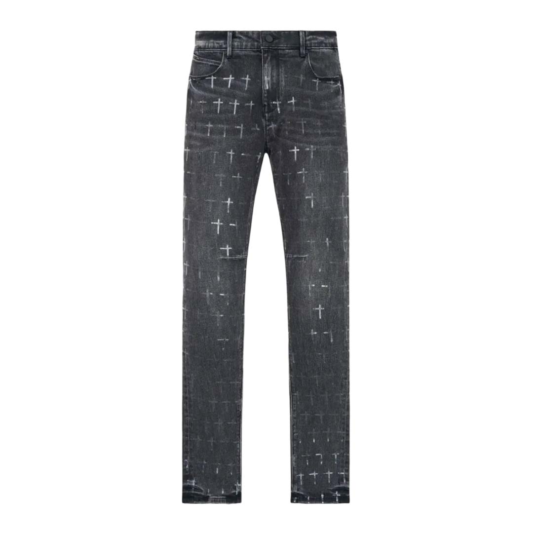 RTA Bryant Noir Coated Grey Denim Jean Pant