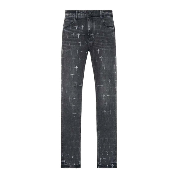 RTA Bryant Noir Coated Grey Denim Jean Pant