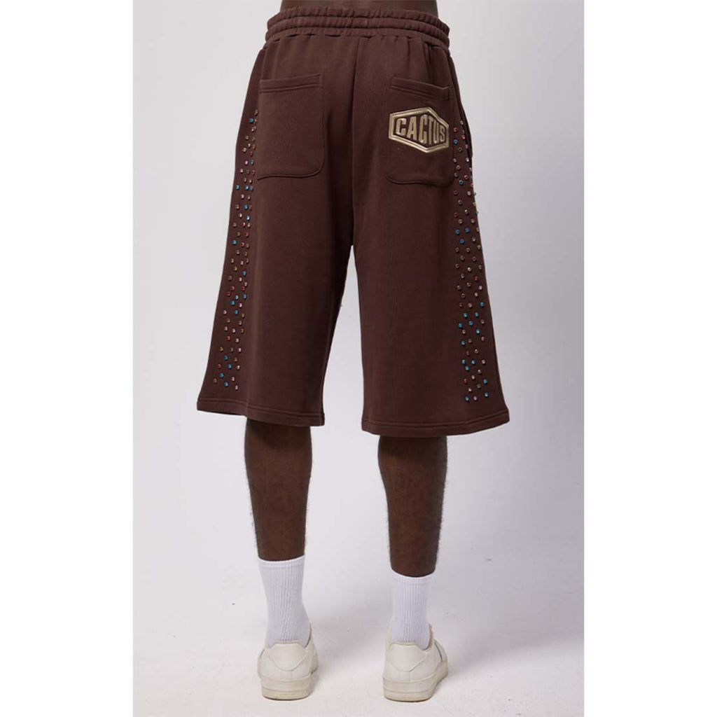 Cactus Valley Crystal Cactus Sweat Shorts Brown