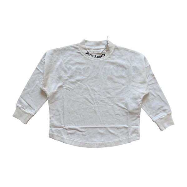 Palm Angels KIDS Classic Over Logo Tee L/S White Navy