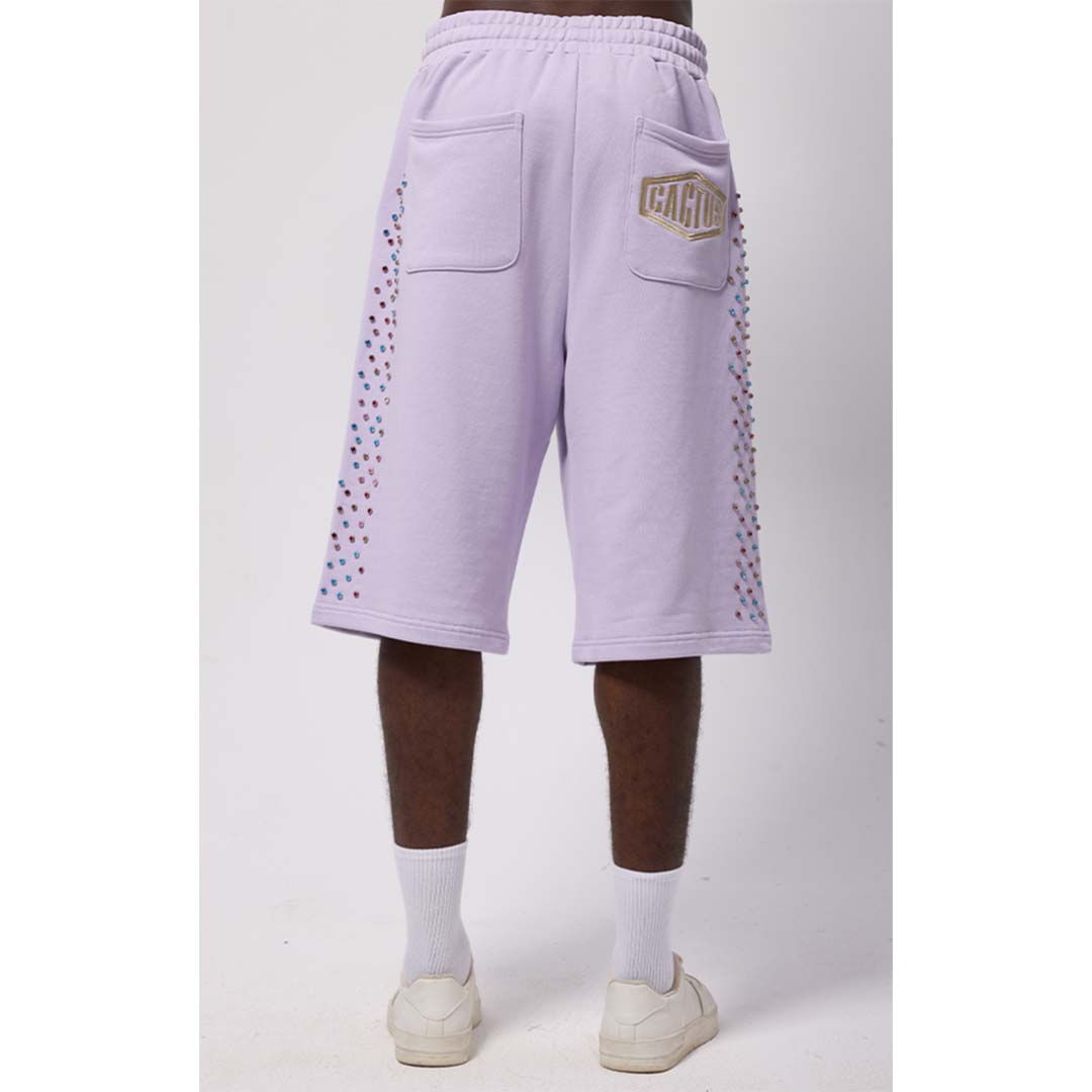 Cactus Valley Crystal Cactus Sweat Shorts Lavendar