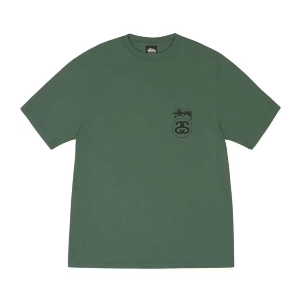 Stussy Stock Link Pigment Dyed Pine Green Tee