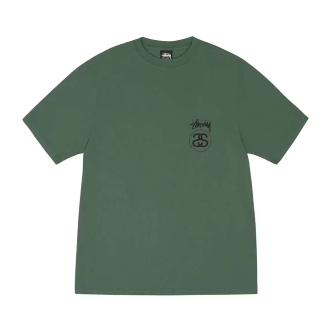 Stussy Stock Link Pigment Dyed Pine Green Tee