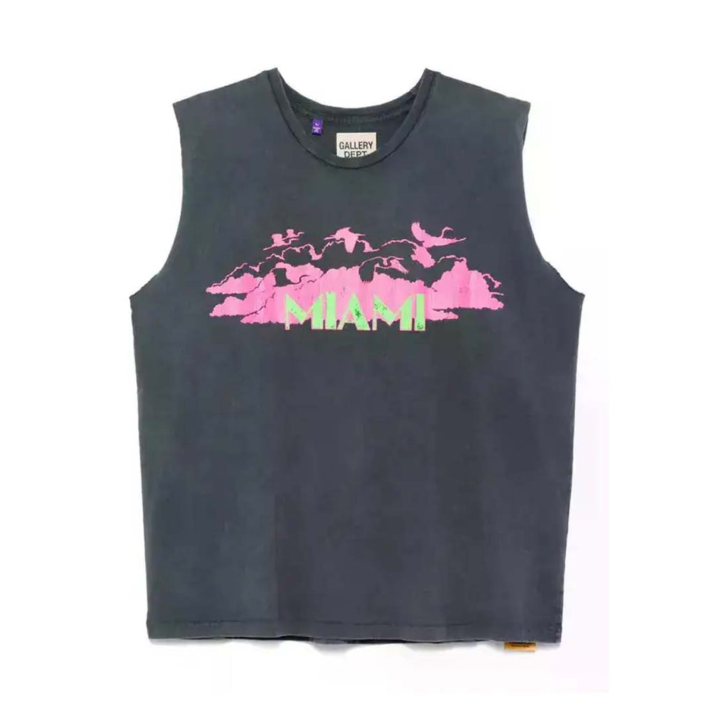 Gallery Dept. Miami Glitter Sleeveless Grey Pink Tee