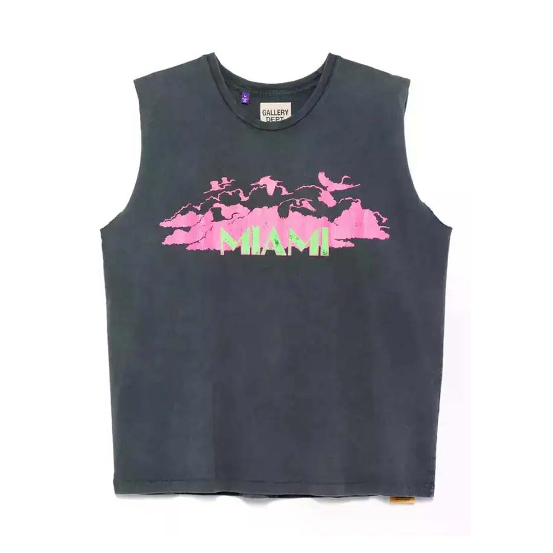 Gallery Dept. Miami Glitter Sleeveless Grey Pink Tee