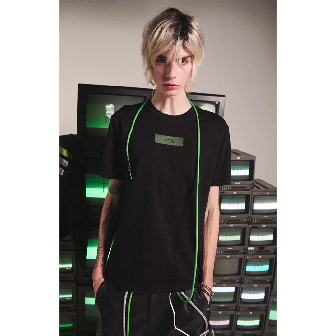RtA Liam Black Green Binary Logo Tee