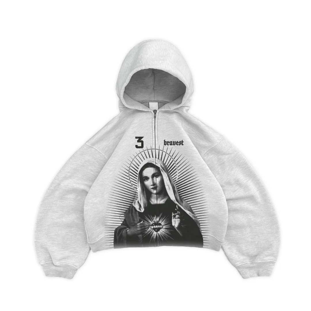 Bravest Studios Mary Zip Up Hoodie Grey