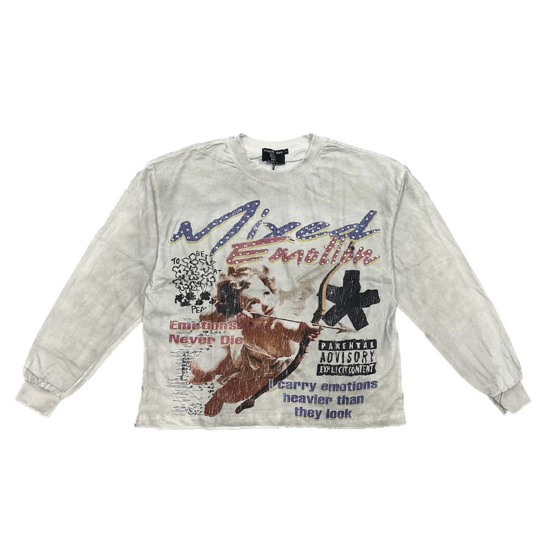 Mixed Emotions Triplets Long Sleeve Tee Distressed
