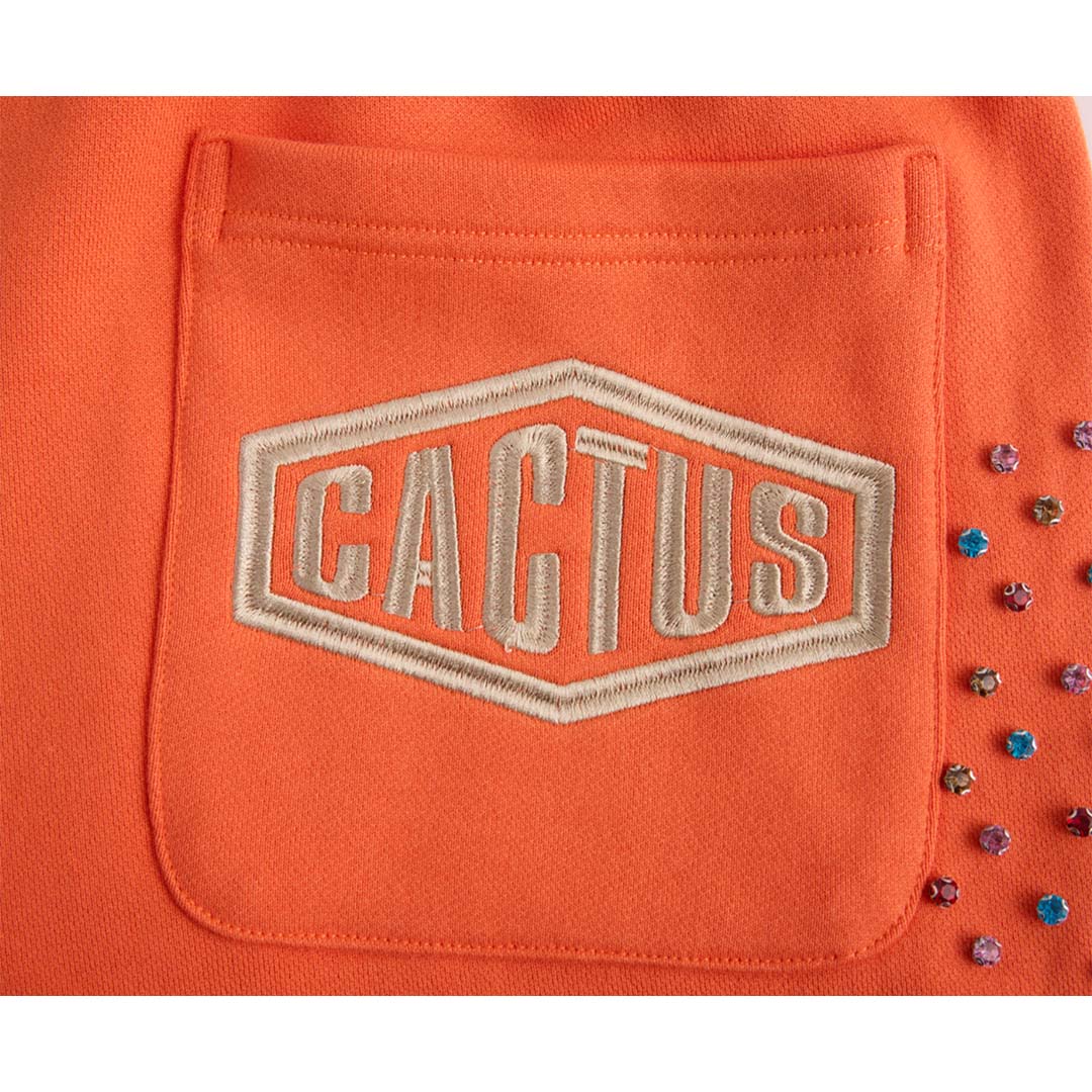 Cactus Valley Crystal Cactus Sweat Shorts Orange