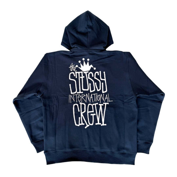 Stussy Navy Crown International Zip Up Hoodie