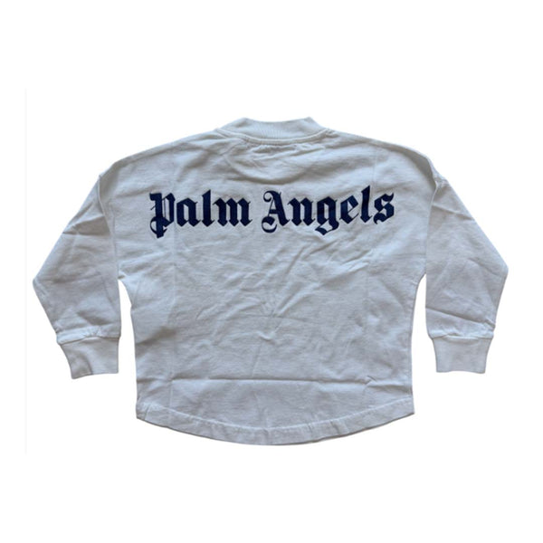 Palm Angels KIDS Classic Over Logo Tee L/S White Navy