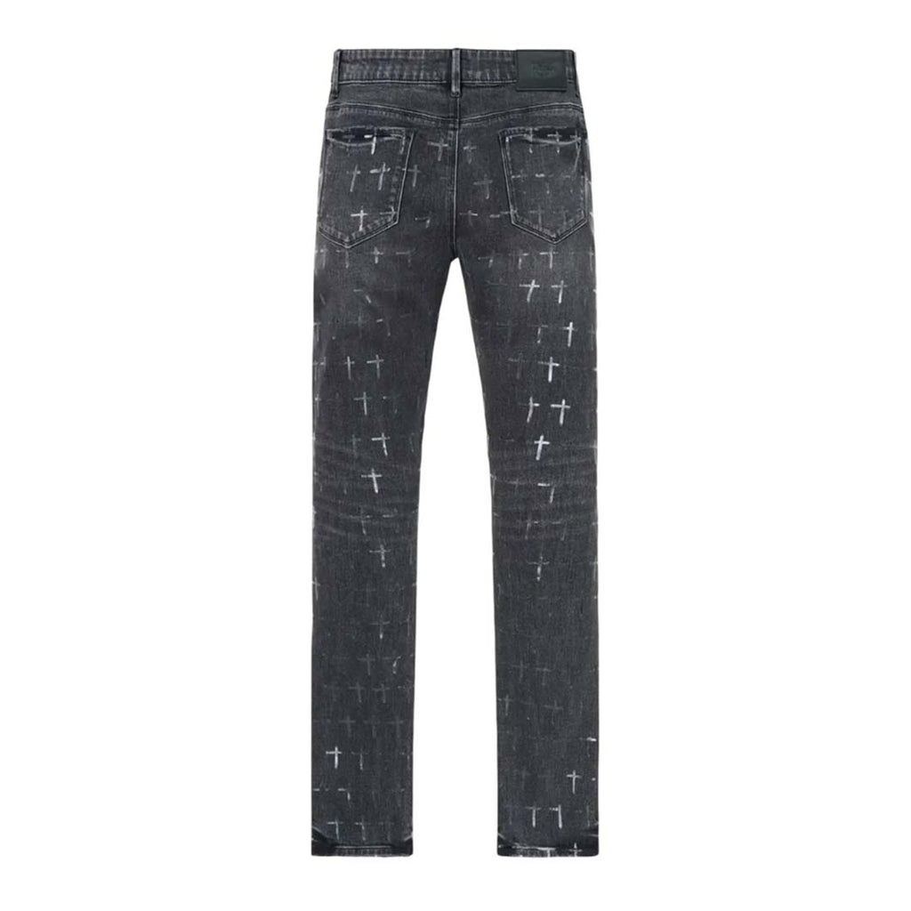 RTA Bryant Noir Coated Grey Denim Jean Pant