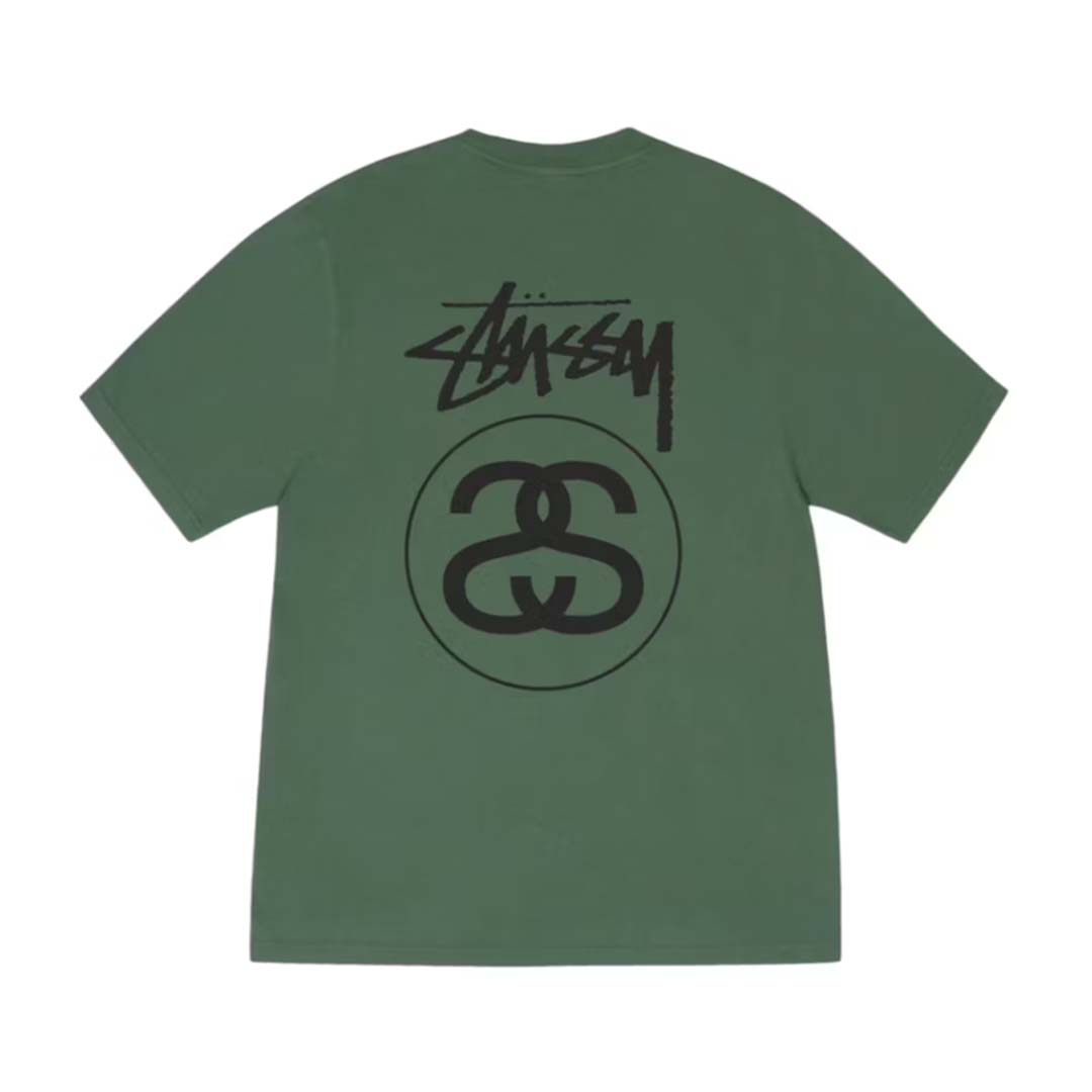 Stussy Stock Link Pigment Dyed Pine Green Tee