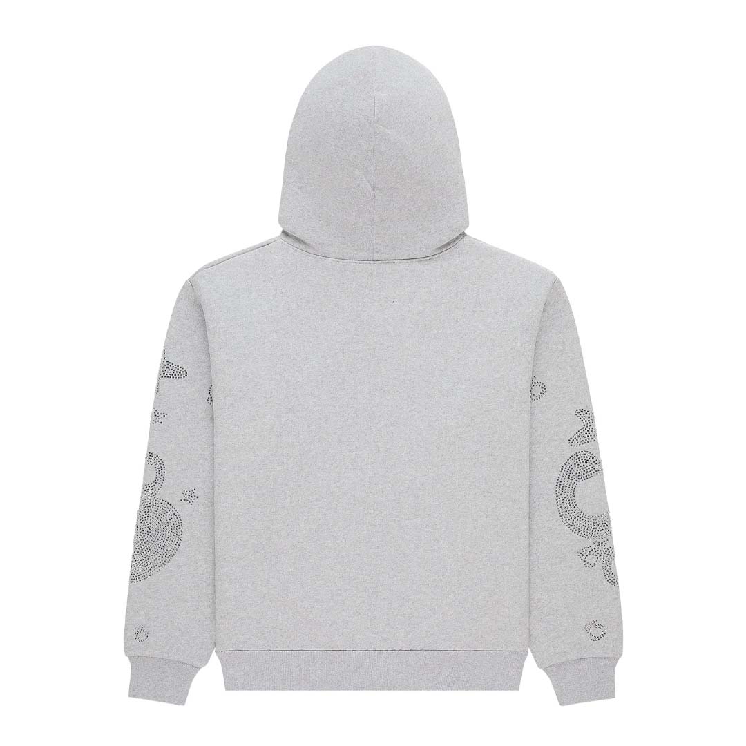Sp5der Rhinestone Beluga Hoodie Heather Grey