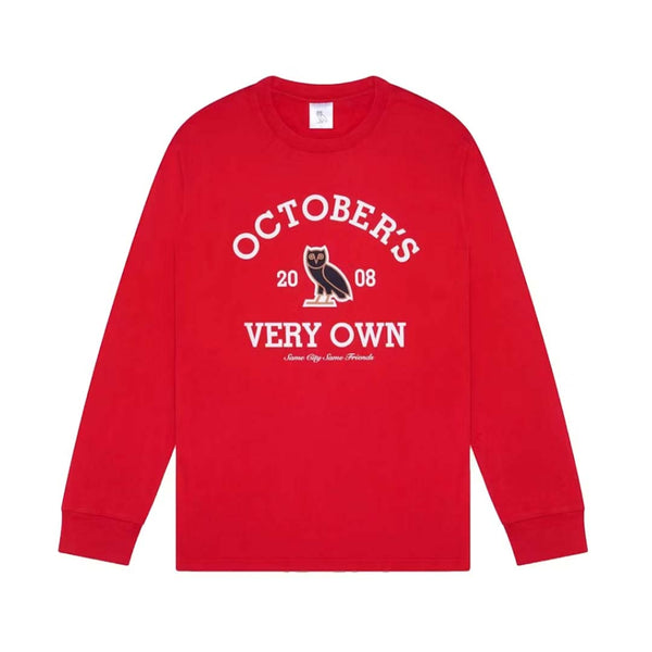 BAPE x OVO Collegiate Long Sleeve Tee Red