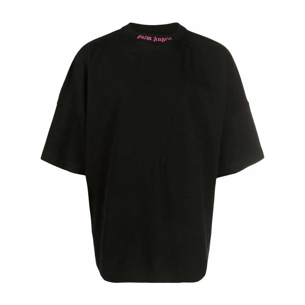 Palm Angels Doubled Logo Fuchsia Tee Black Pink