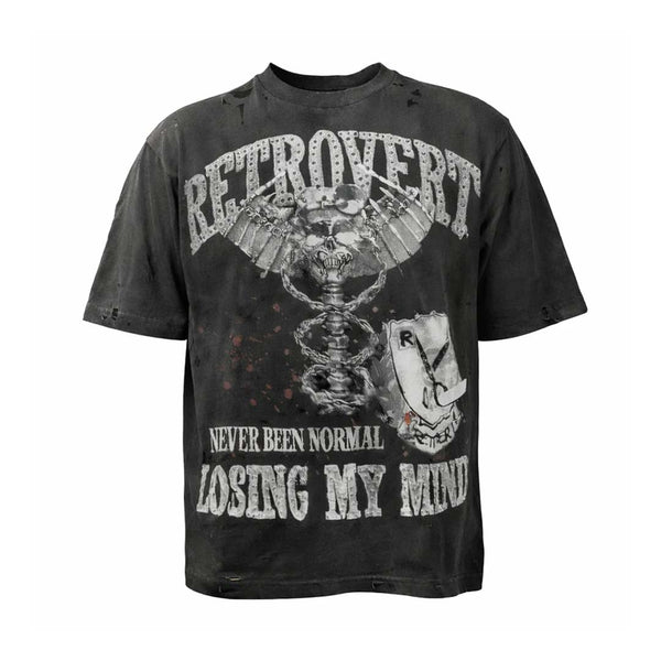 Retrovert Rhinestone Paramadic Stealth Black Tee
