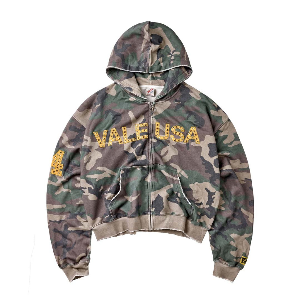 Vale Forever Camo Zip Up Hoodie Green Yellow