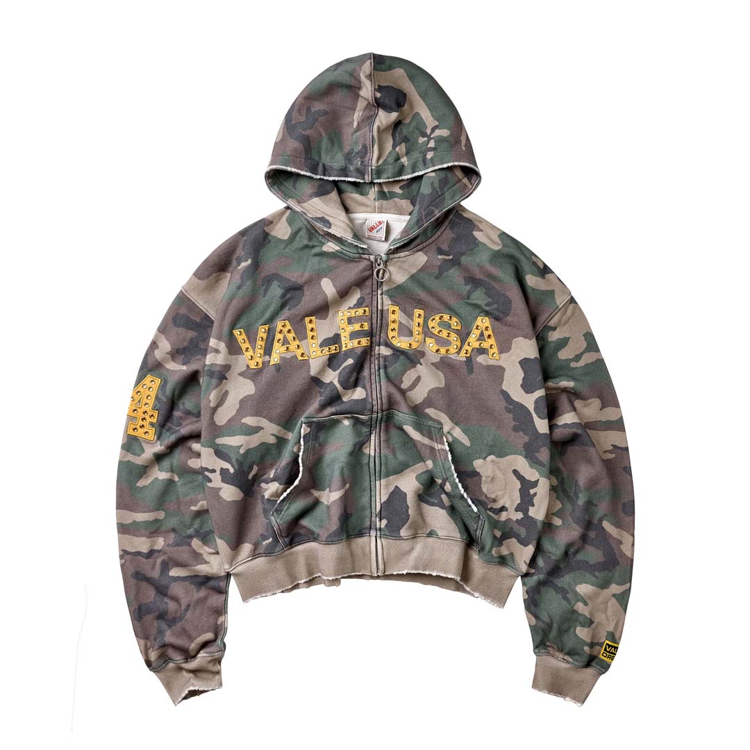 Vale Forever Camo Zip Up Hoodie Green Yellow