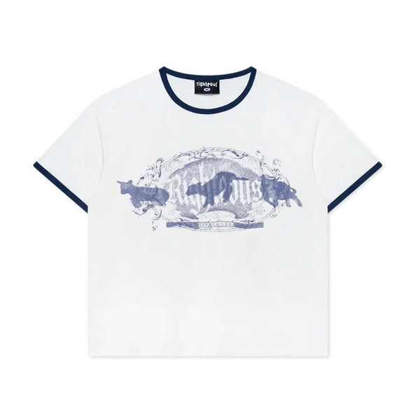 Righteous Holy Sacrifice Ringer Tee White Navy