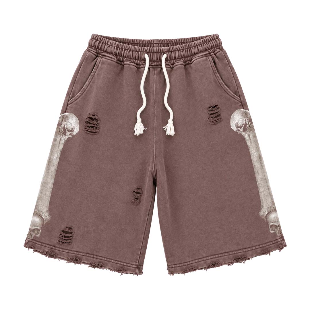 Floor 914 Skull Shorts Brown Wash