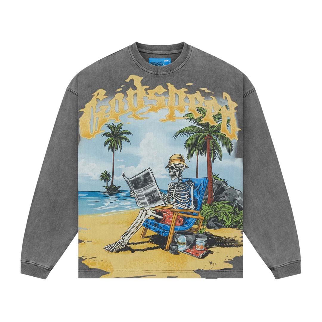 Godspeed Skeleton Beach II NG Long Sleeve Tee Grey Wash