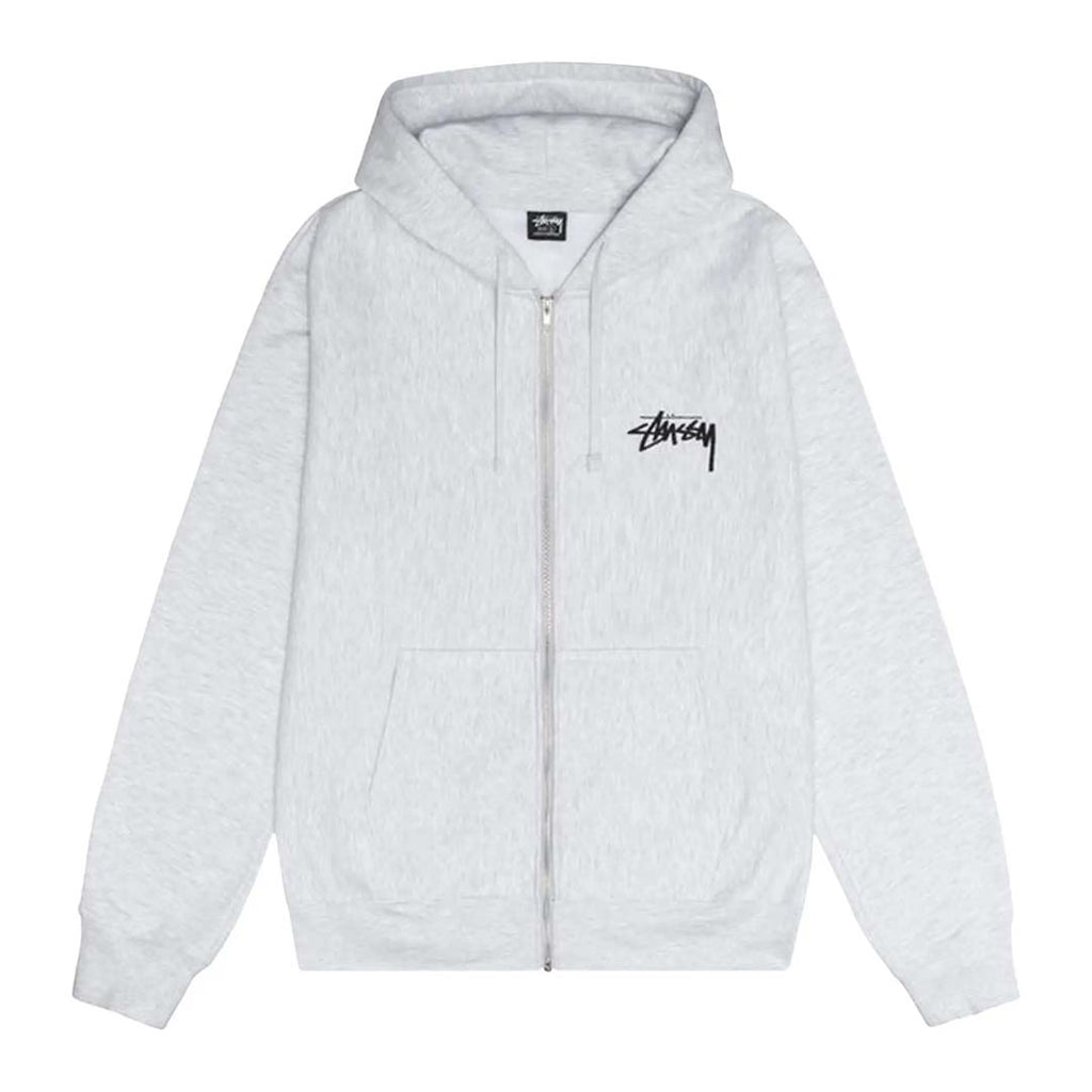 Stussy Shattered 8 Ball Ash Heather Grey Zip Up Hoodie
