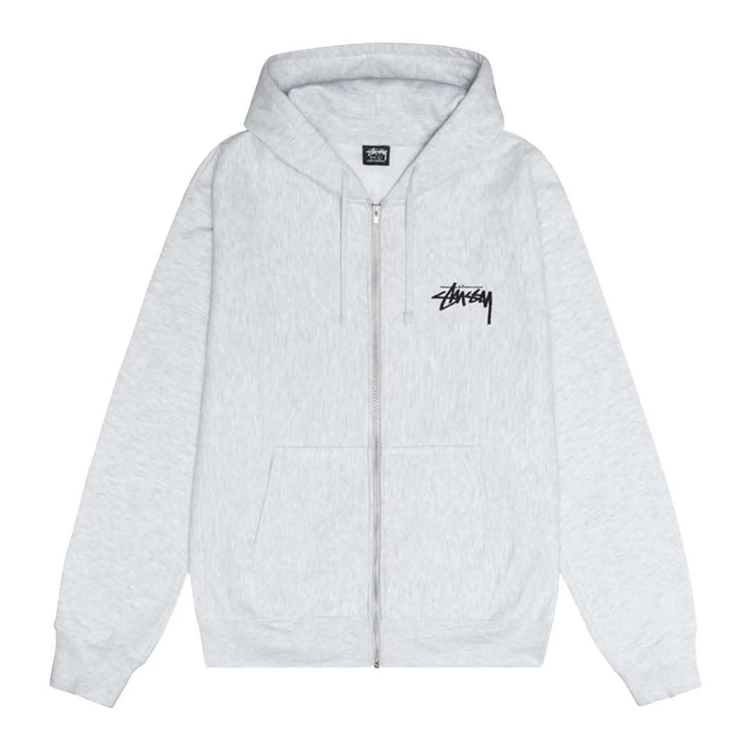 Stussy Shattered 8 Ball Ash Heather Grey Zip Up Hoodie