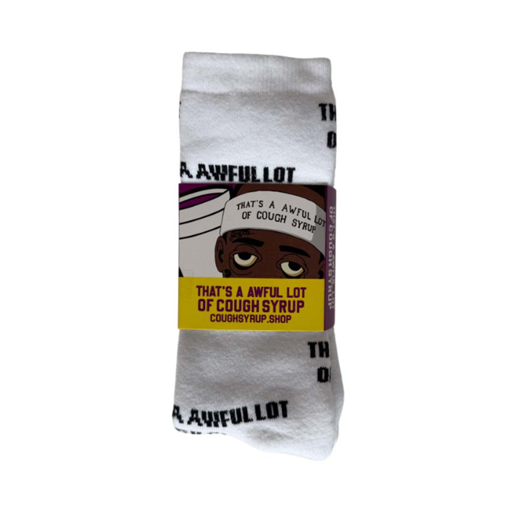 Awful Lot of Cough Syrup Socks White Black