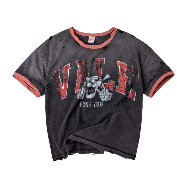 Vale Forever Big Brother Ringer Tee Faded Grey Red