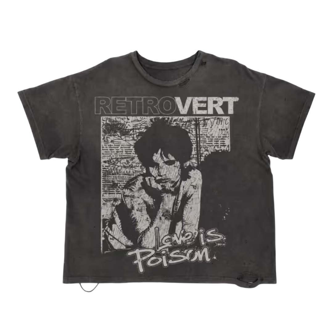 Retrovert Love is Poison 2.0 Faded Tee Grey