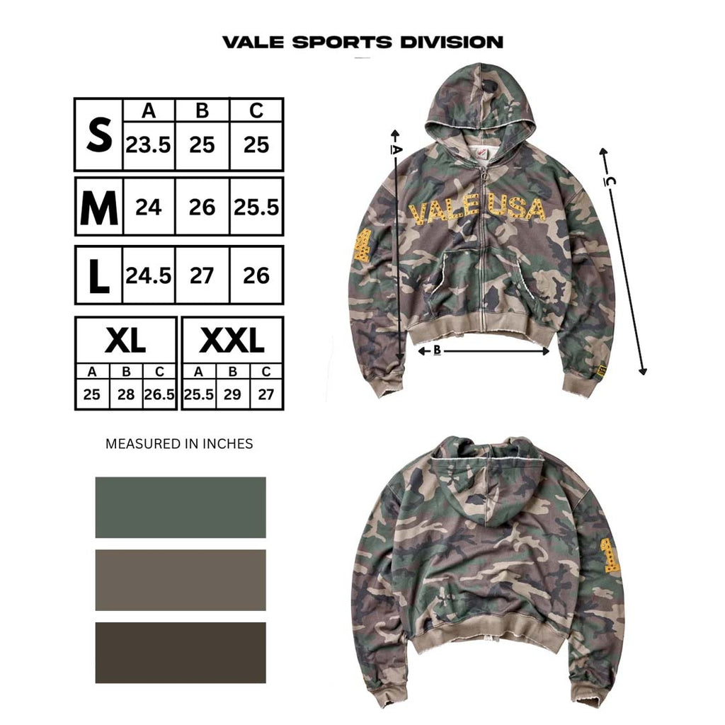 Vale Forever Camo Zip Up Hoodie Green Yellow