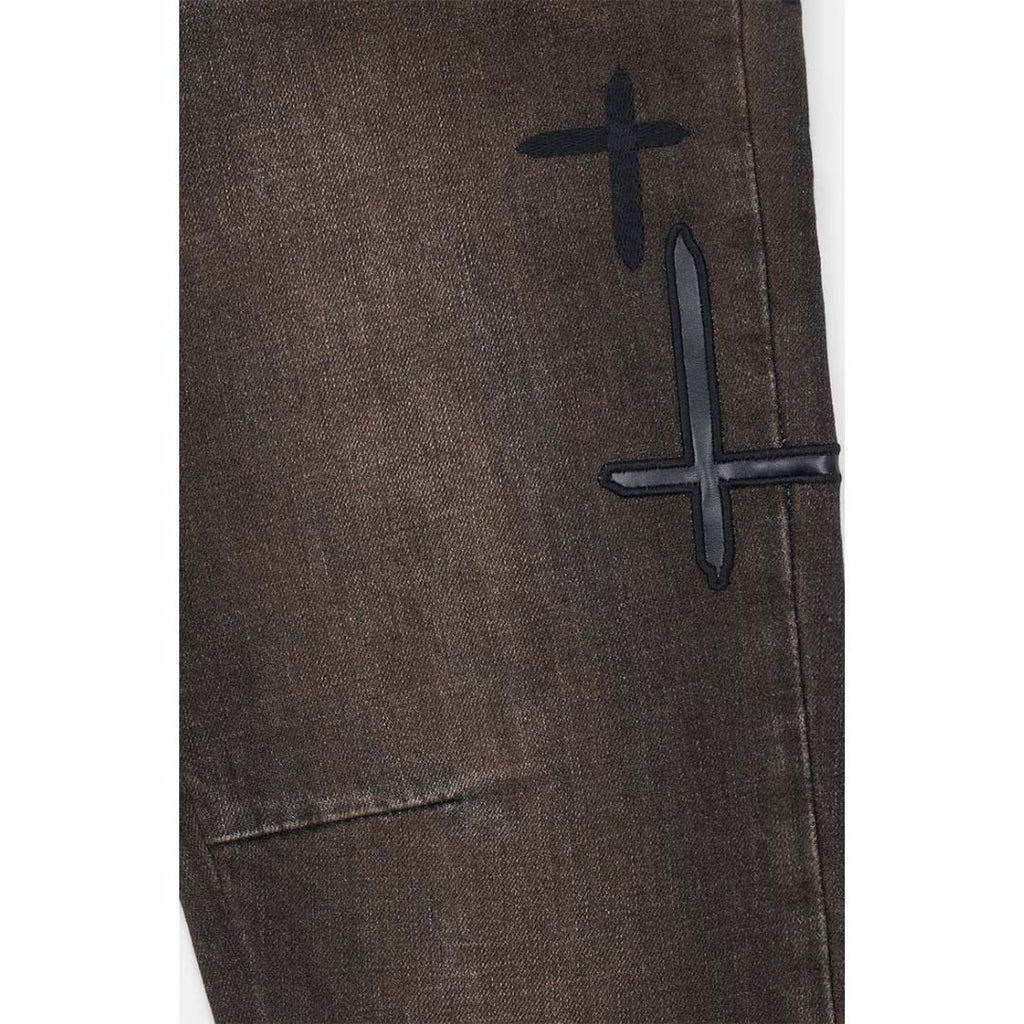 RTA Bryant Skinny Jean Mocha Drift Cross Patch