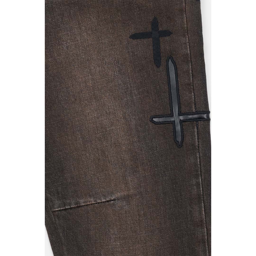 RTA Bryant Skinny Jean Mocha Drift Cross Patch