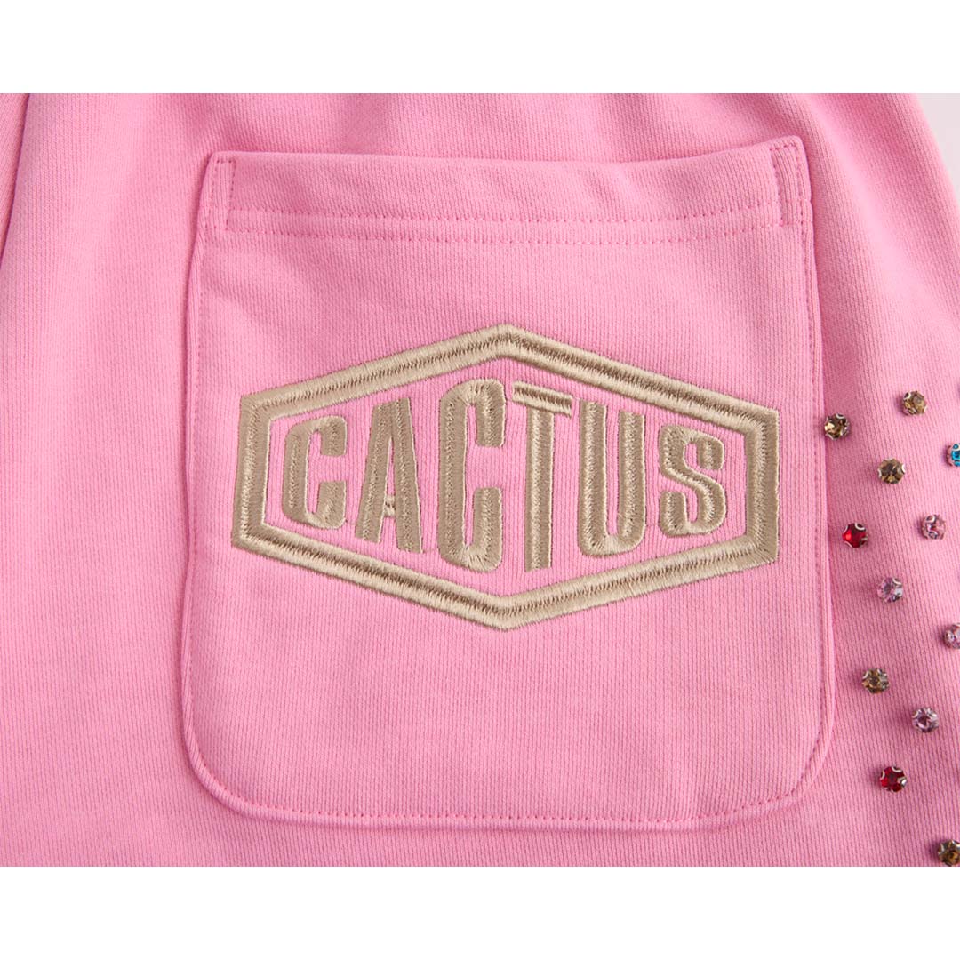 Cactus Valley Crystal Cactus Sweat Shorts Pink