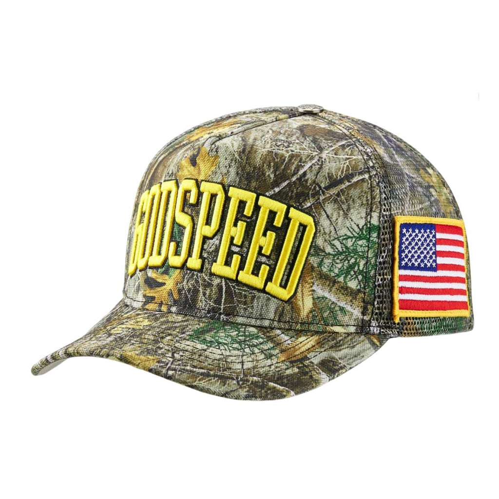 Godspeed Americana Trucker Hat Tree Camo Yellow