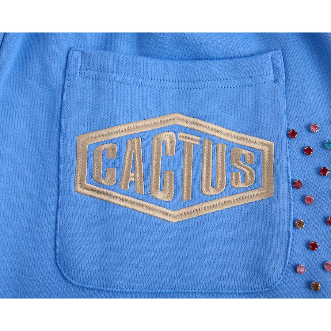 Cactus Valley Crystal Cactus Sweat Shorts Baby Blue