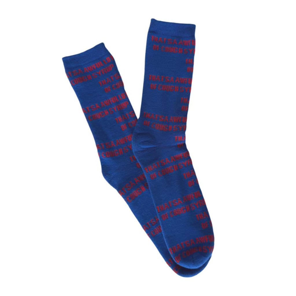 Awful Lot of Cough Syrup Socks Blue Red