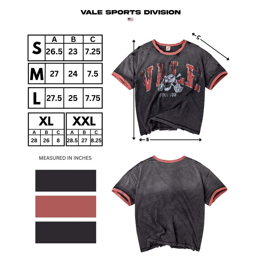 Vale Forever Big Brother Ringer Tee Faded Grey Red