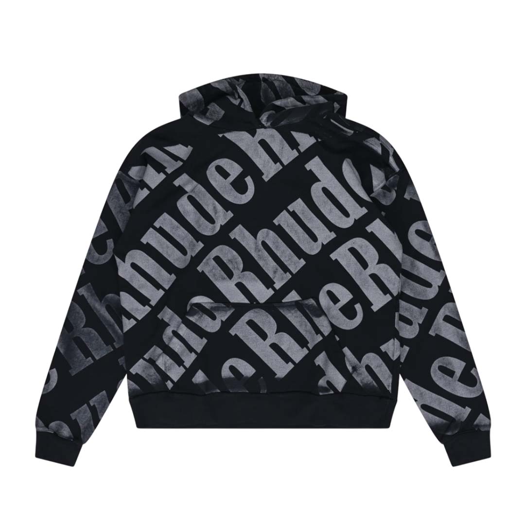 Rhude All Over Hoodie Black White